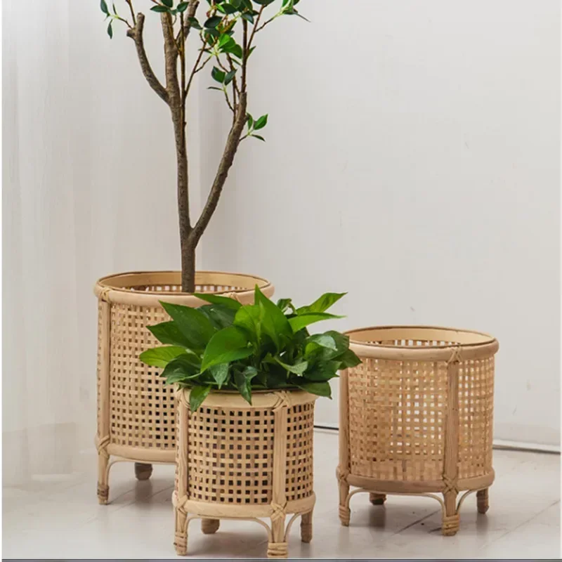 Storage Shelf Japanese Stand For Flowers Handmade Rattan Multifunctional Workmanship Exquisite Rack For Plants Shelf Decoration