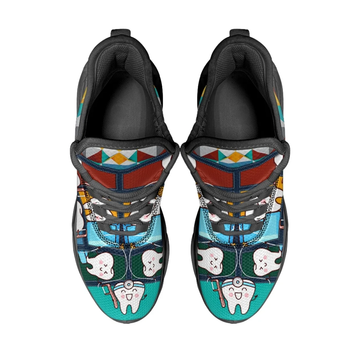 Kawaii Cartoon Teeth Protection Pattern Woman Autumn Winter Outdoor Work Sneakers Mesh Shock Footwear Absorbing Running Shoes