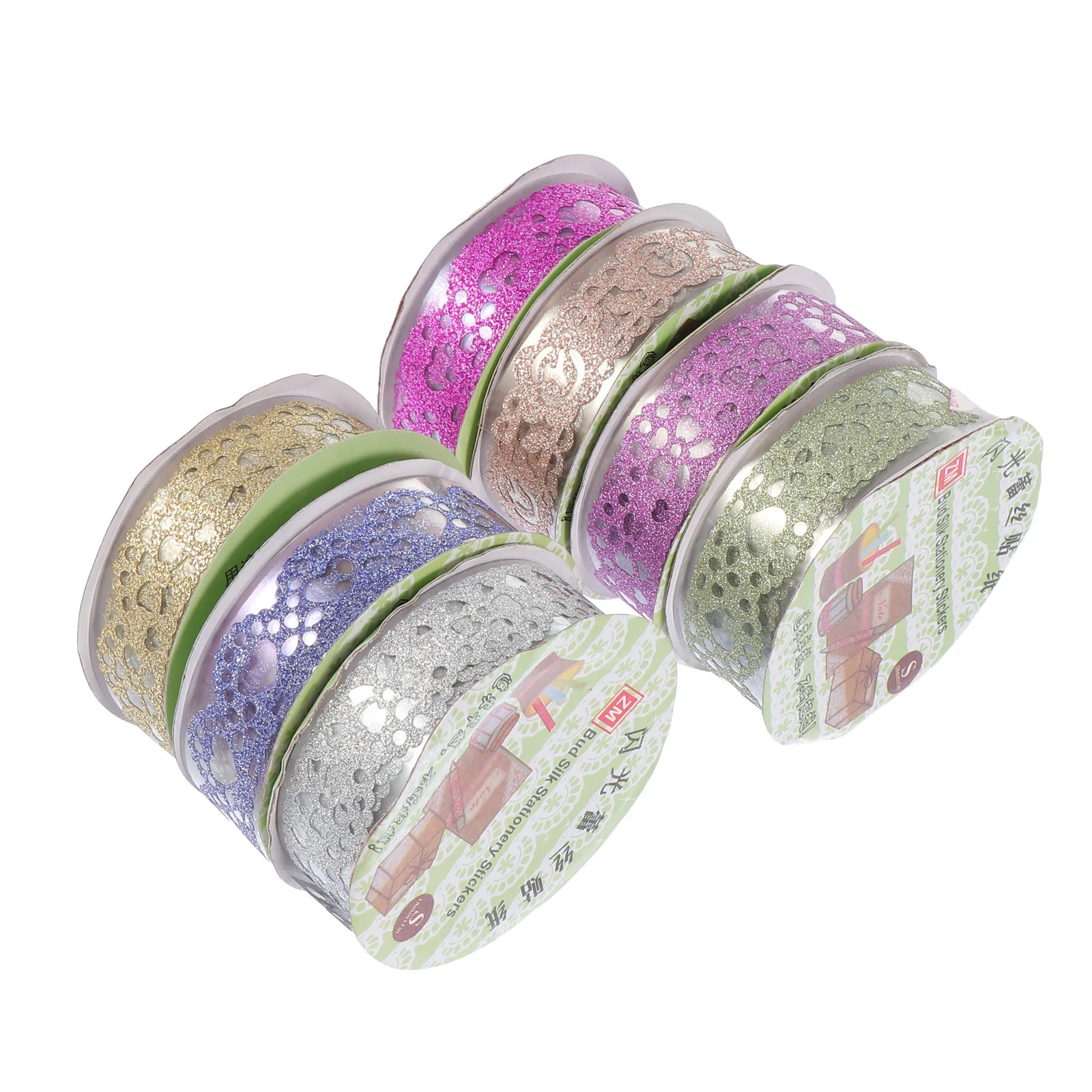 

7 Rolls Diy Glitter Lace Tape Scrapbook Decoration Bright Color Adhesive Tapes Journal Planner Decorative Art Craft Stationery