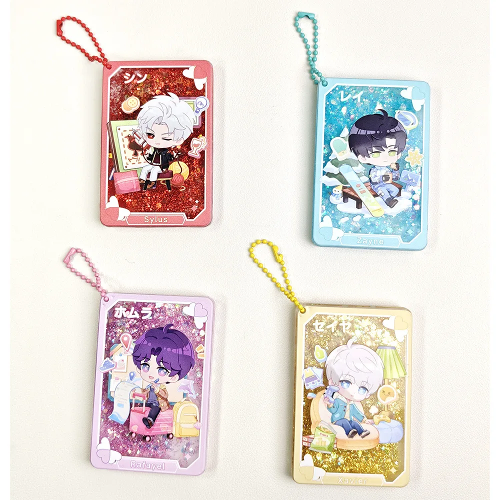 Game Love and Deepspace Keychain Sylus Rafayel Zayne Xavier Flowing Sand Keyrings Bag pendant Collection Jewelry Gifts
