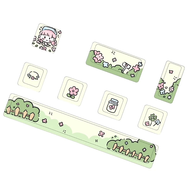 Capuchons touches pour clavier mécanique, PBT 6.25U, barre d'espace profil Cherry, 8 pièces