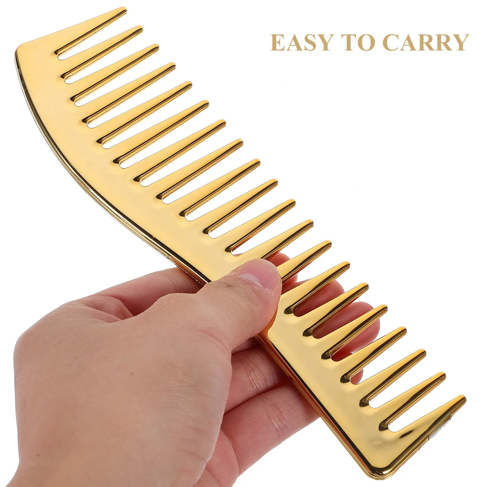 

2Pcs Wide Tooth Comb Set Electroplated for Men Styling Detangling Soothing Scalp Wet Hair Travel Barber Hairdresser Tool