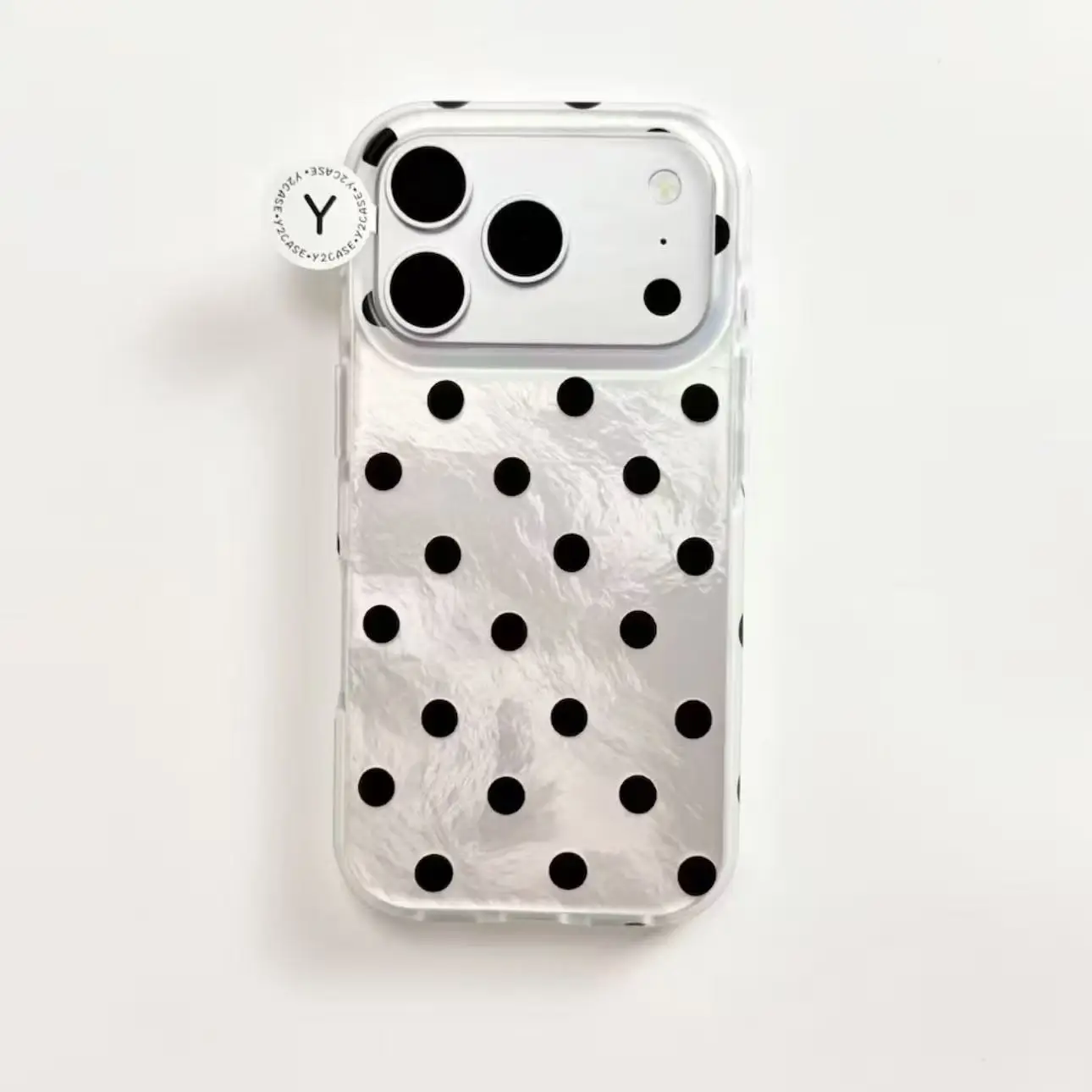 Korean Ins Black White Blue Polka Dot Shining Phone Case For iPhone Ultra 18 17 Air 16 15 14 13 12 11 Pro 16Plus Mini Y2K Cover - view 5
