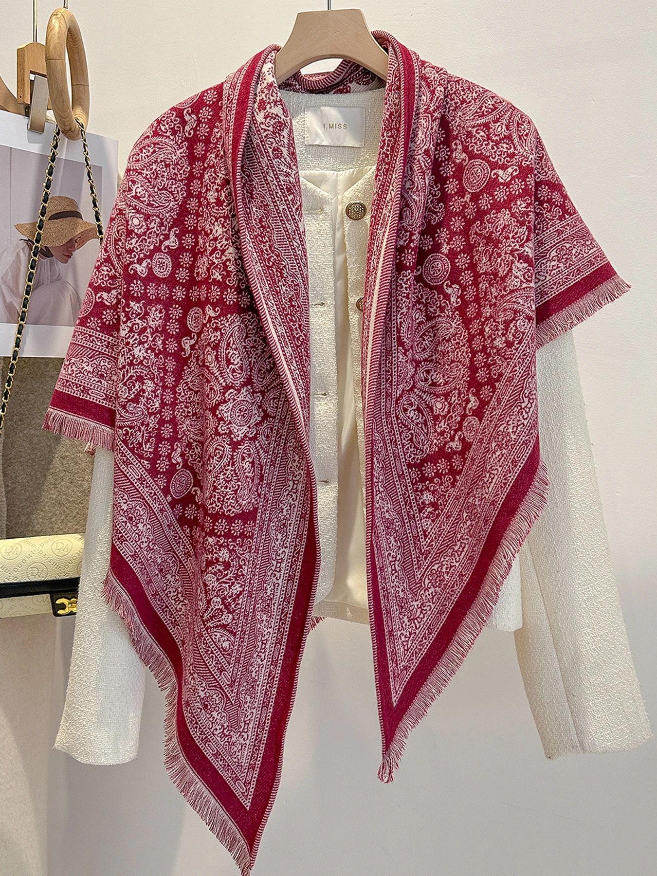 Frauen Paisley Print Kaschmir Schal Nachahmung Pashmina Schal Weiche Warme Winter Wrap Modische Weibliche Design Decke Bufanda – Detail 1