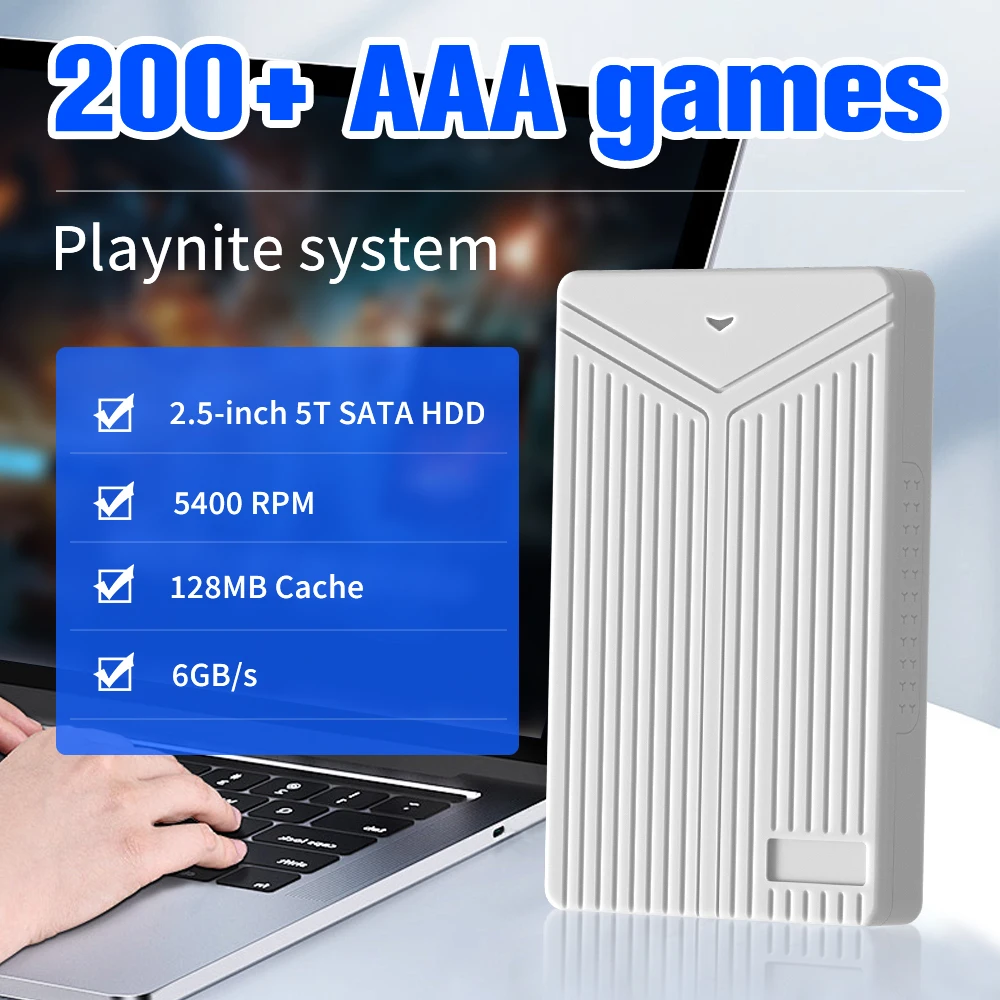 Playnite 5TB Gaming External Hard Drive With 200+ AAA PC Games Plug and Play For Windows Computer 2.5 inch HDD built-in PC Games