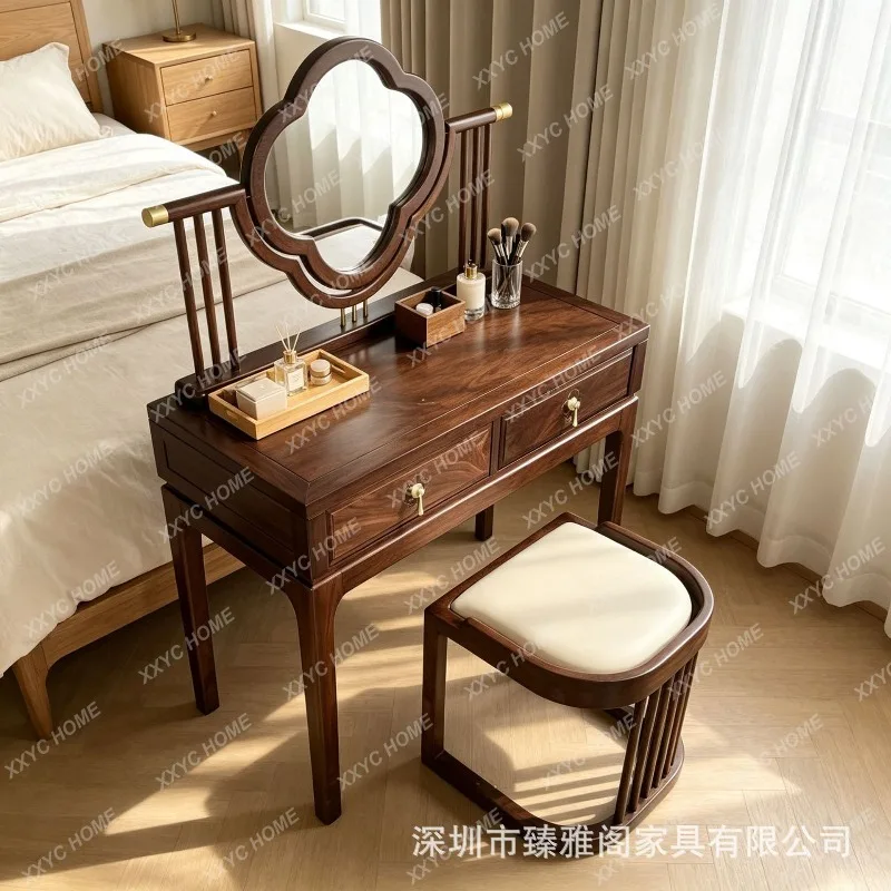 New Chinese makeup table dressing stool furniture group dressing bedroom modern simple solid wood storage table