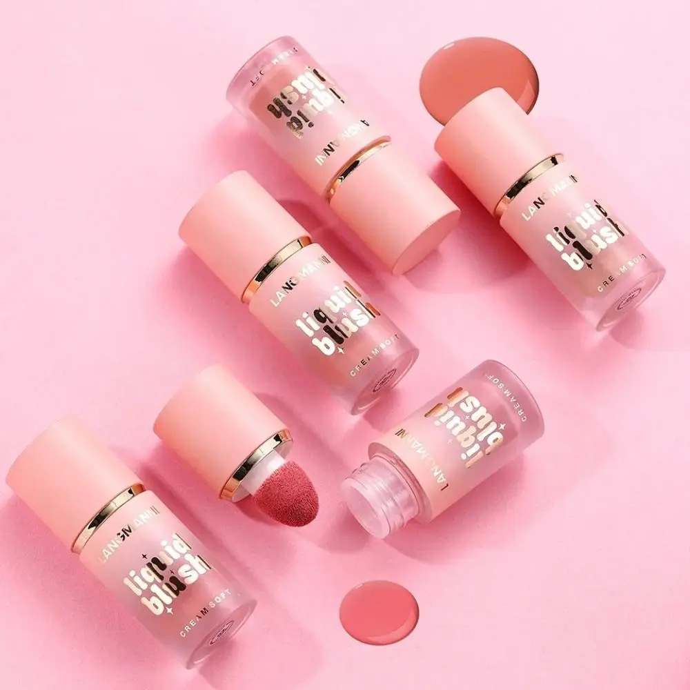 6 cores líquido blush à prova dwaterproof água esponja cabeça bochecha líquido blush creme cor melhorando maquiagem fosca rouge maquiagem feminina cosméticos