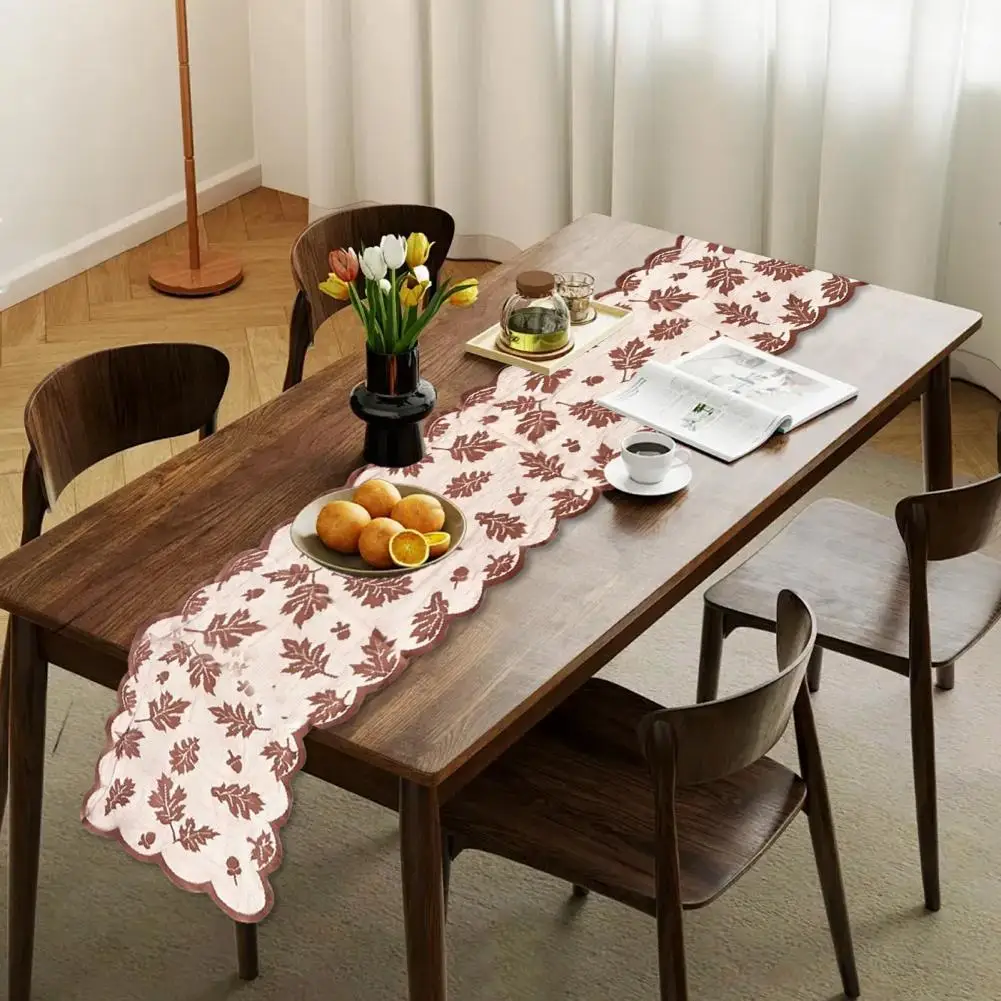 Chemin de table brodé élégant chemin de table en érable brodé pour événements spéciaux fêtes 30x180 cm cuisine salle à manger décor facile