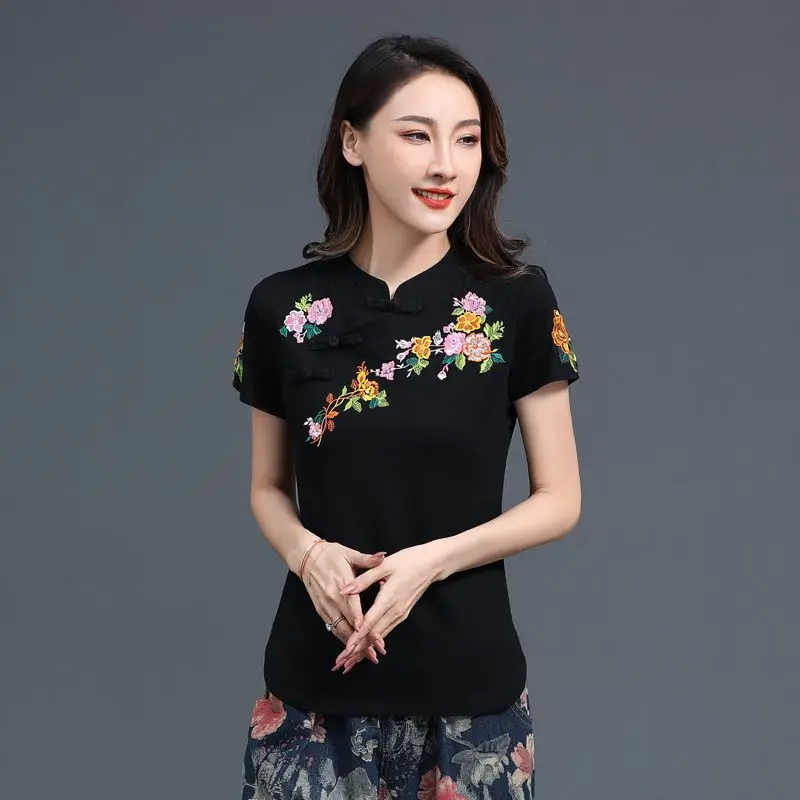 2023 tradizionale cinese migliorato cheongsam retro qipao camicie camicetta di cotone con stampa floreale nazionale elegante abito tang orientale