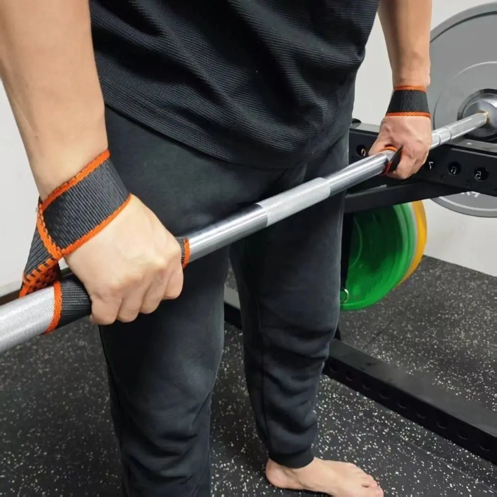 

1 Pair Orange&Black Fitness Lifting Straps Non-slip Wear-resistant Weightlifting Wrist Wraps Adjustable Durable