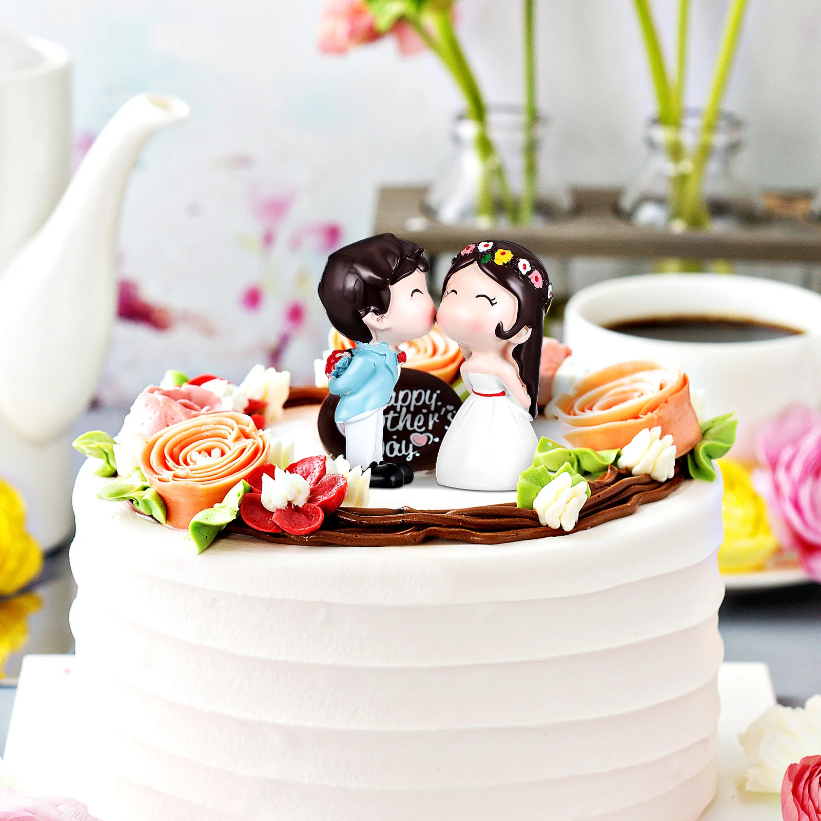 

1 Pair Kiss Couple Decoration Premium Resin Wedding Topper Bride Groom For Engagement Party Decor, Couples Kiss Sculpture, Cake