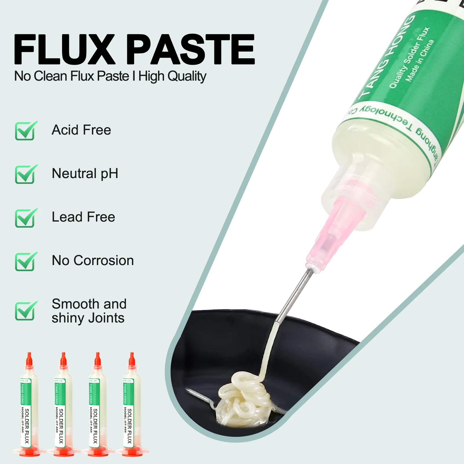 10cc Flux For Soldering Syringe Solder Tin Paste Lead-free OT-558 For Phone LED BGA SMD PGA PCB Repair + Needles Rework Tools