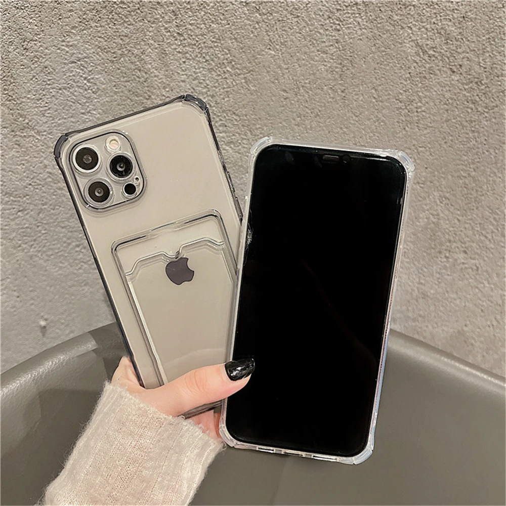 Transparente Kartensteckplatz-Taschenhalter-Hülle für iPhone 13 11 12 14 15 Pro Max Mini X XS XR SE 7 8 Plus Klare, stoßfeste Brieftaschenhülle – Detail 8