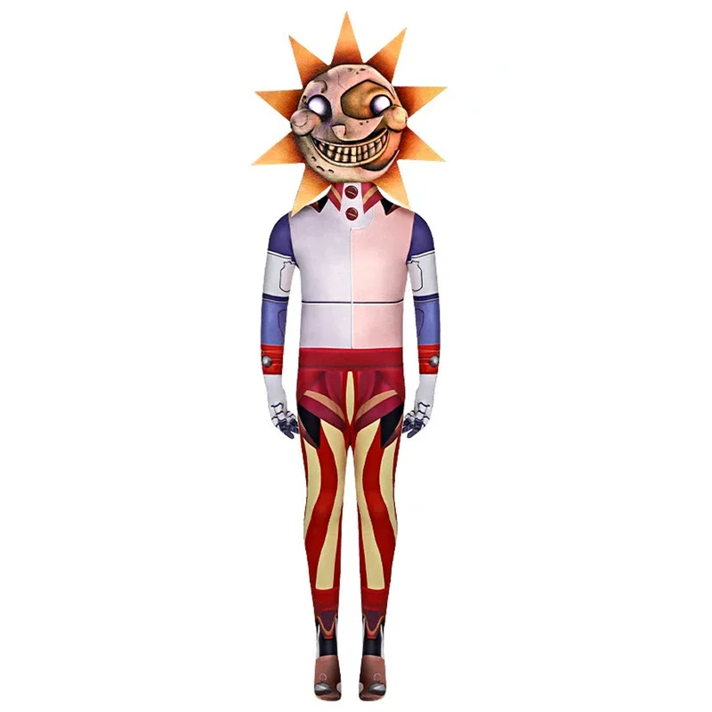 Sundrop and Moondrop Cosplay Costume Kids Anime Jumpsuit with Mask Horror Halloween Party Cosplay Outfit Clothes