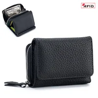 Genuine Leather Women Wallet Small Zipper Coin Wallet Female Short Cow Leather Women Purse RFID Card Money Bag Gift for Women - Image 6