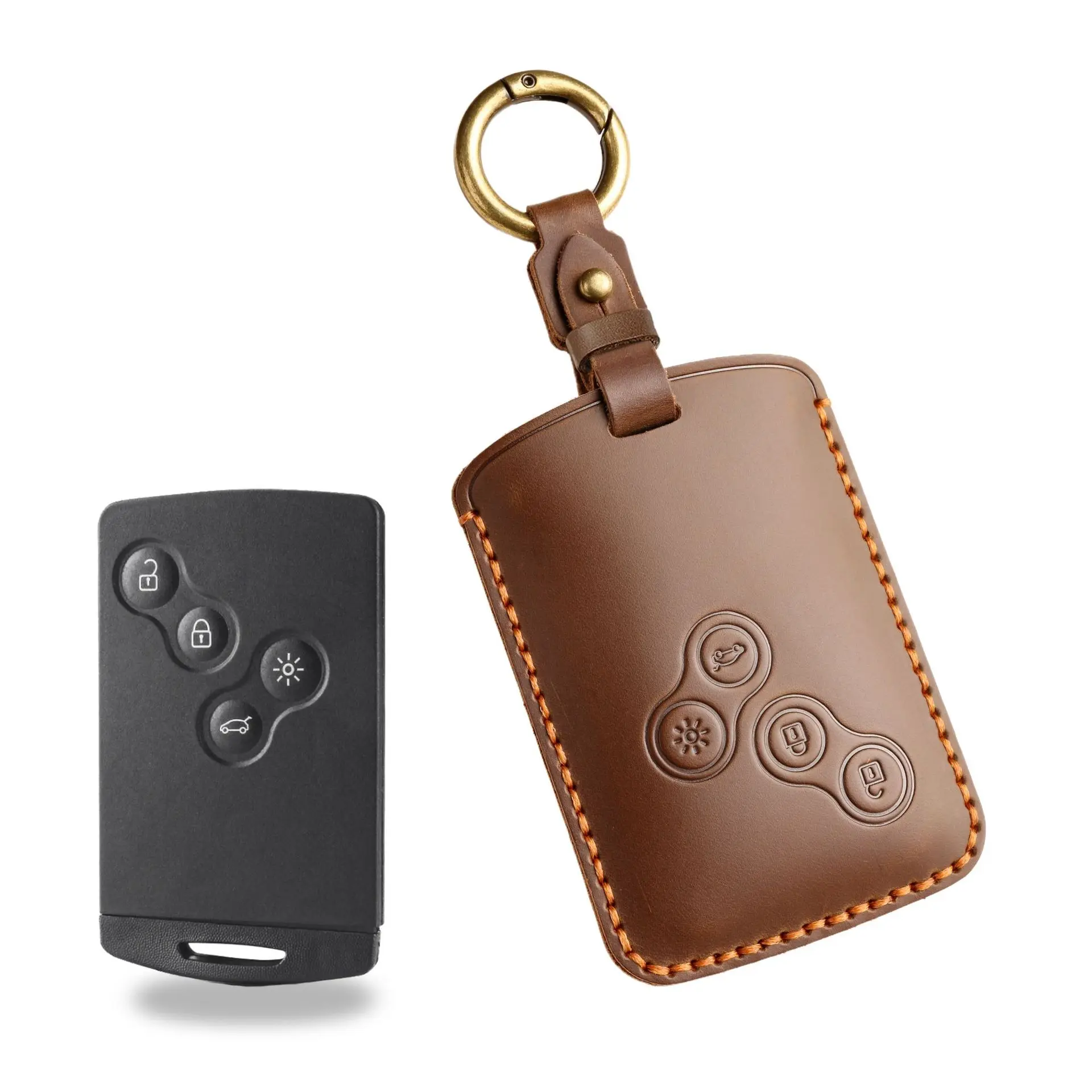 Leather Car Remote Key Case Cover Shell For Renault Duster Captur Clio Logan Megane 2 3 Koleos Scenic Nema Fluence Zeo Kaptur