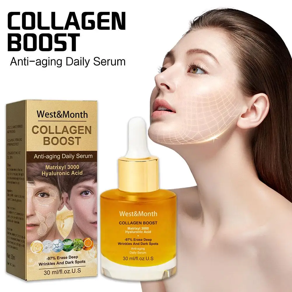 New Collagen Face Serum Wrinkle Removalr Whitening Anti Care Moisturizing 30ml Dark Spots Korean Fine Fade Aging Lines Face V1c7