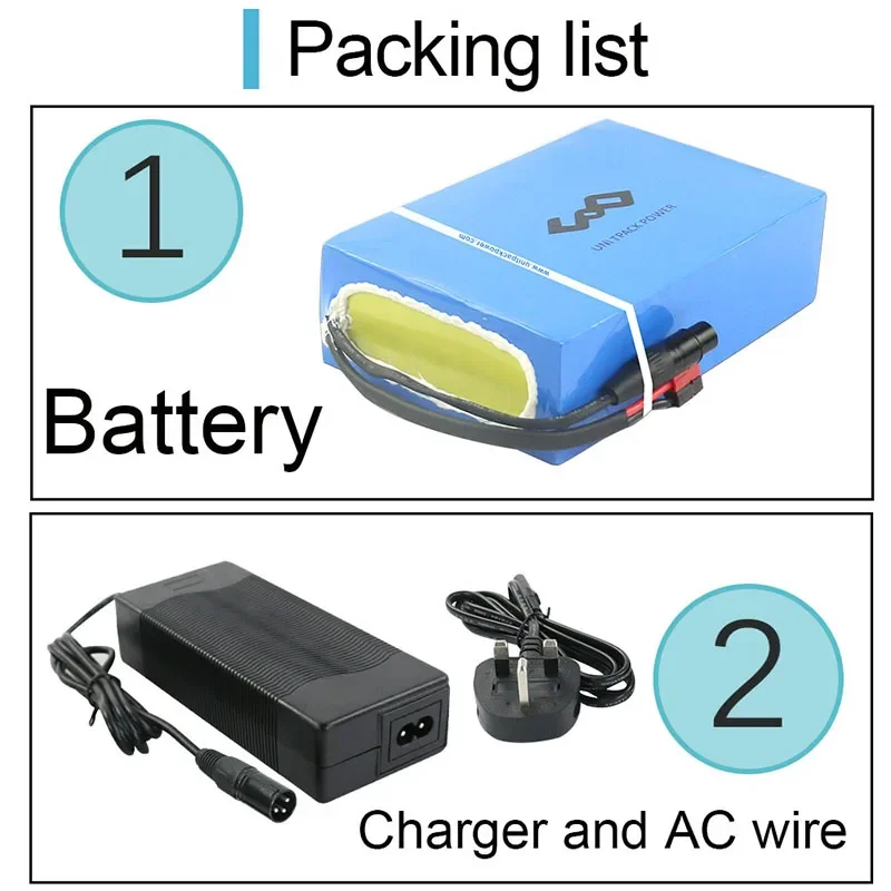 PVC Pack 60V 25AH Lithium Battery Pack 50A BMS For 1000w 1500w 2000w Scooters Battery For Bicycle Motor