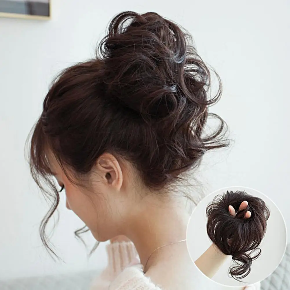 Synthetic Messy Bun Hair Piece Claw Clip Curly Hair Chignon Wig Tousled Updo Hair Buns Hairpiece Extensions Women Bun Hairpieces