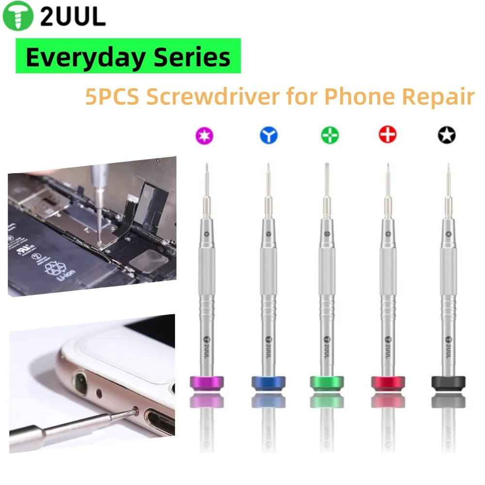 

2UUL Professional Screwdriver Set 5 in 1 Torx Pentalobe Tri-Point Y for Mobile Phone Disassembly Repair Work Tools