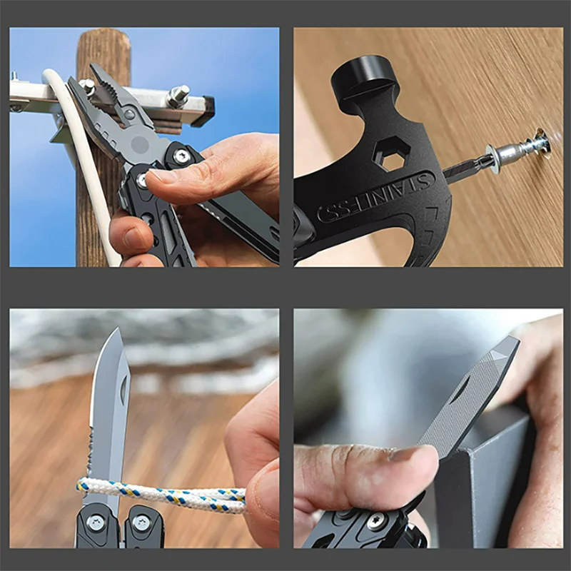 Multifunctional Pliers Multitool Claw Hammer Stainless Steel Tool Outdoor Survival Wire Cutter Camping Knife Wrench Hand Tools