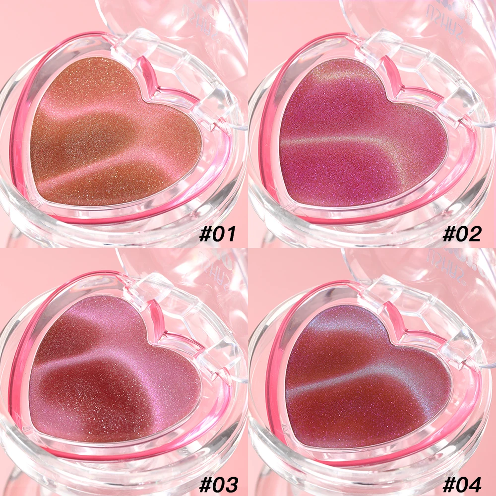 USHAS Rubor que cambia de color de triple función en forma de corazón: producto de maquillaje multiusos para ojos, mejillas y labios.