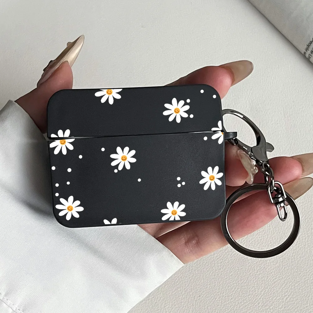 Cute Daisy Pattern Earphone Cases for Airpods Pro 3/Pro 2/Pro Headphones Cover Protective Case For AirPods 1/2/3/4 with Keychain
