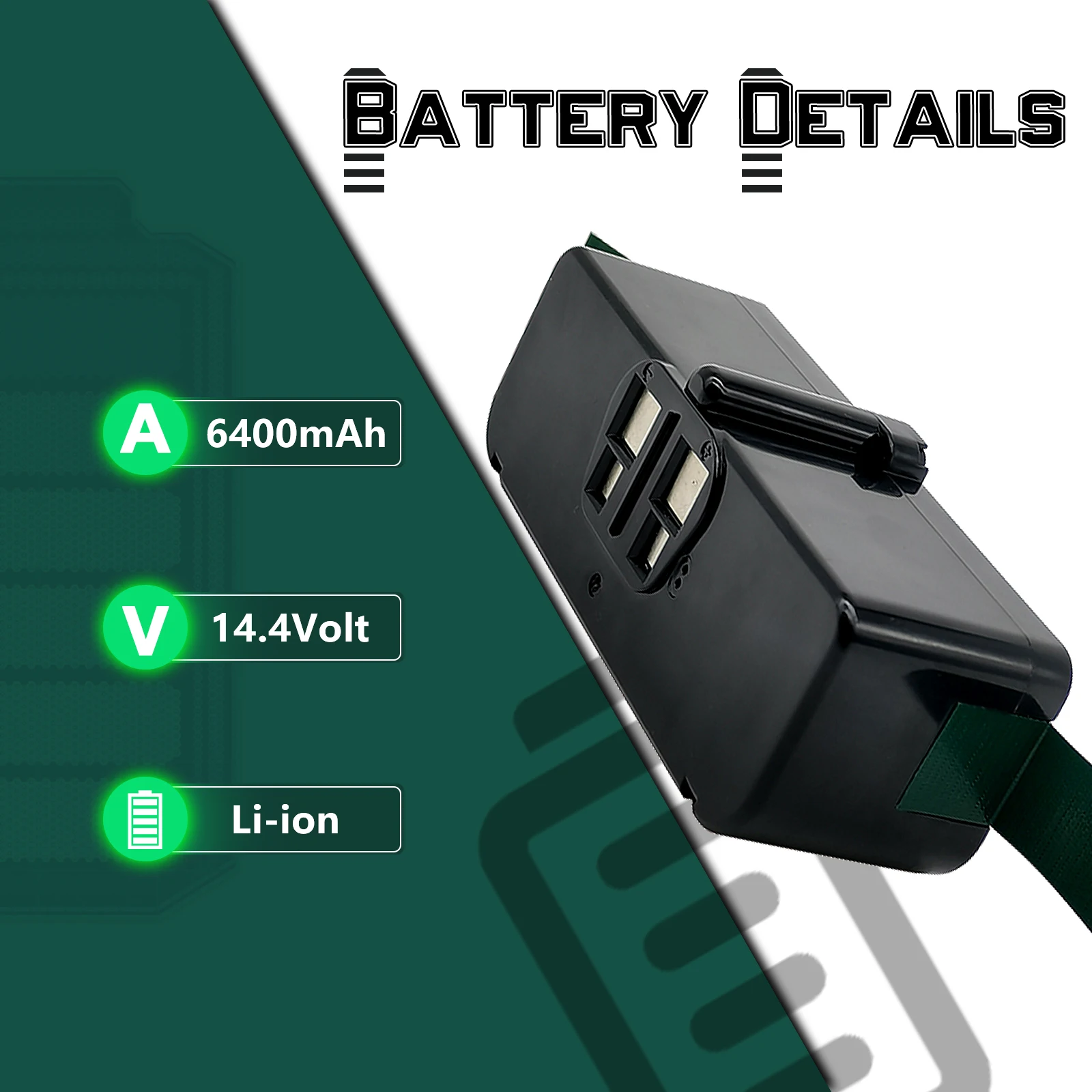 6.4Ah 14.4V Li-ion Battery for iRobot Roomba 500 600 700 800 Series 510 530 550 560 580 620 630 650 760 Vacuum Cleaner Battery