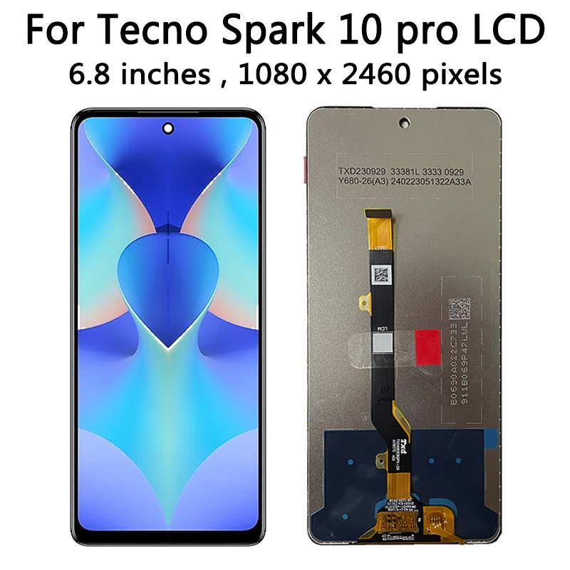 6.8” LCD New For Tecno Spark10 Pro 10Pro LCD For Tecno Spark 10 Pro KI7 LCD Display Screen Touch Sensor Digitizer Assembly