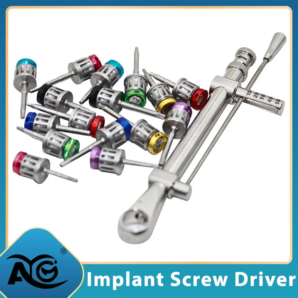AG High Quality Screwdriver Tools Dental Implant Torque Wrench Ratchet 10-70NCM with Drivers & Wrench Kit