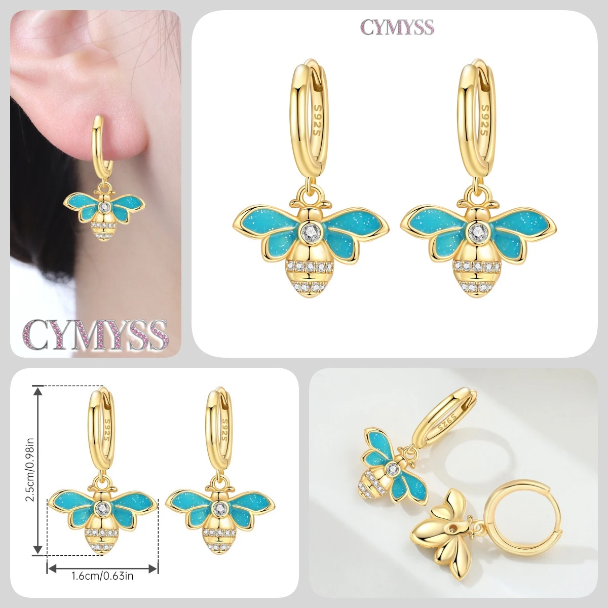 925 Sterling Silver Inlaid Zircon Butterfly Earrings Insect Element Original Design Women's Fashion Party Jewelry Gift Ear Loops S8af741cbdc8047d99c9fe9f610435e07C