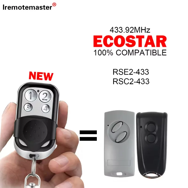 for Ecostar RSC2-433 Garage Door Remote Control Compatible With Ecostar  RSE2 RSZ1 433.92MHz Rolling Code Transmitter