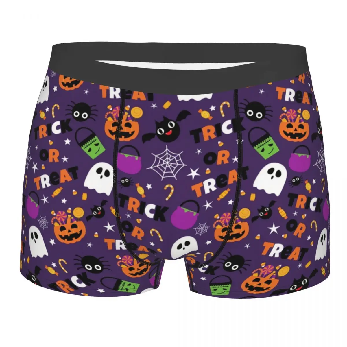 Custom Male Sexy Halloween Pumpkin Bats Underwear Boxer Briefs Men Breathable Shorts Panties Underpants