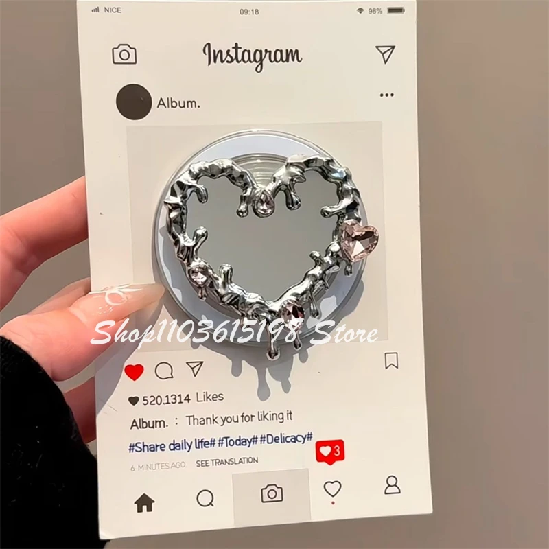 الكورية لطيف الحب القلب فراشة مرآة حامل مغناطيسي الهاتف Griptok قبضة توك حامل هاتف دعم آيفون Magsafe الذكية توك