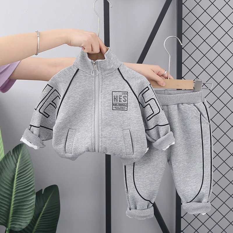 

Korean Children Clothing Set Fashion Boys Baby Autumn Zipper Sports pants 2pcs/Set