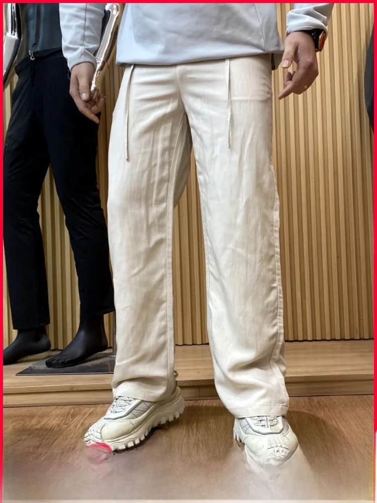 

Instant Cool Feeling! Linen Blend! Men's Pure Color Versatile Skin-friendly Breathable Faion Straight Casual Pants Trendy