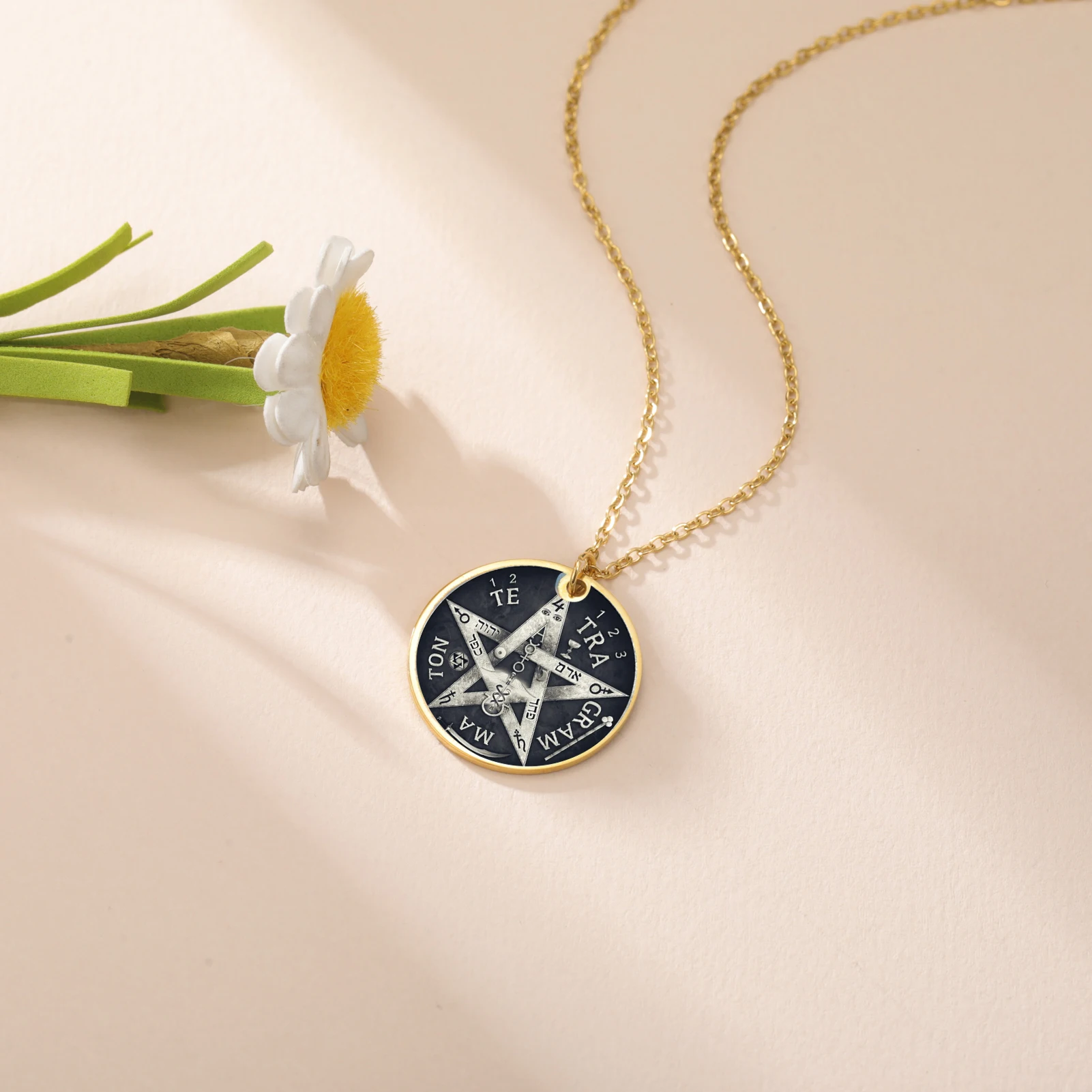 EUEAVAN 1 Buah Liontin Tetragrammaton Baja Tahan Karat Jimat Amulet Perlindungan Pembuatan Perhiasan Hadiah DIY Tahun Baru