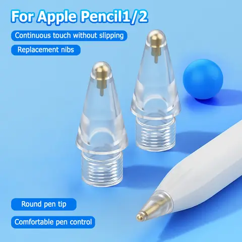 Transparent Metal Replacement Nibs For Apple Pencil 2 1 2nd Generation No‑Slip Smooth Writing Pen Tips Wear‑Resistant Stylus Tip
