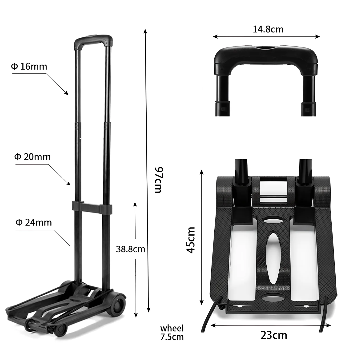 Small Truck with Foldable Pull Rod, Portable Shopping Cart, Household Grocery Cart, Small Pull Cart, Luggage Cart