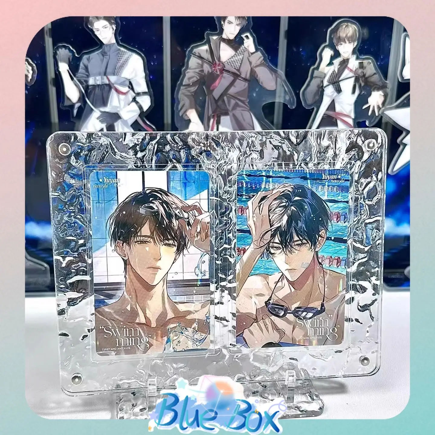 

Clear Water Ripple Acrylic Dual Card Case Display Stand 3 Inch Photocard Frame Polaroid Decor Goods Holder Anime Idol Sleeve