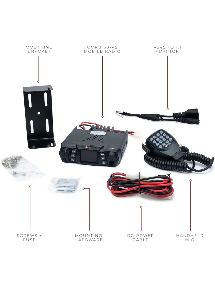 BTECH GMRS-50V2 50W 256 Canali completamente personalizzabili Radio bidirezionale mobile GMRS. Compatibile con ripetitore, scansione dual band (VHF/UHF)
