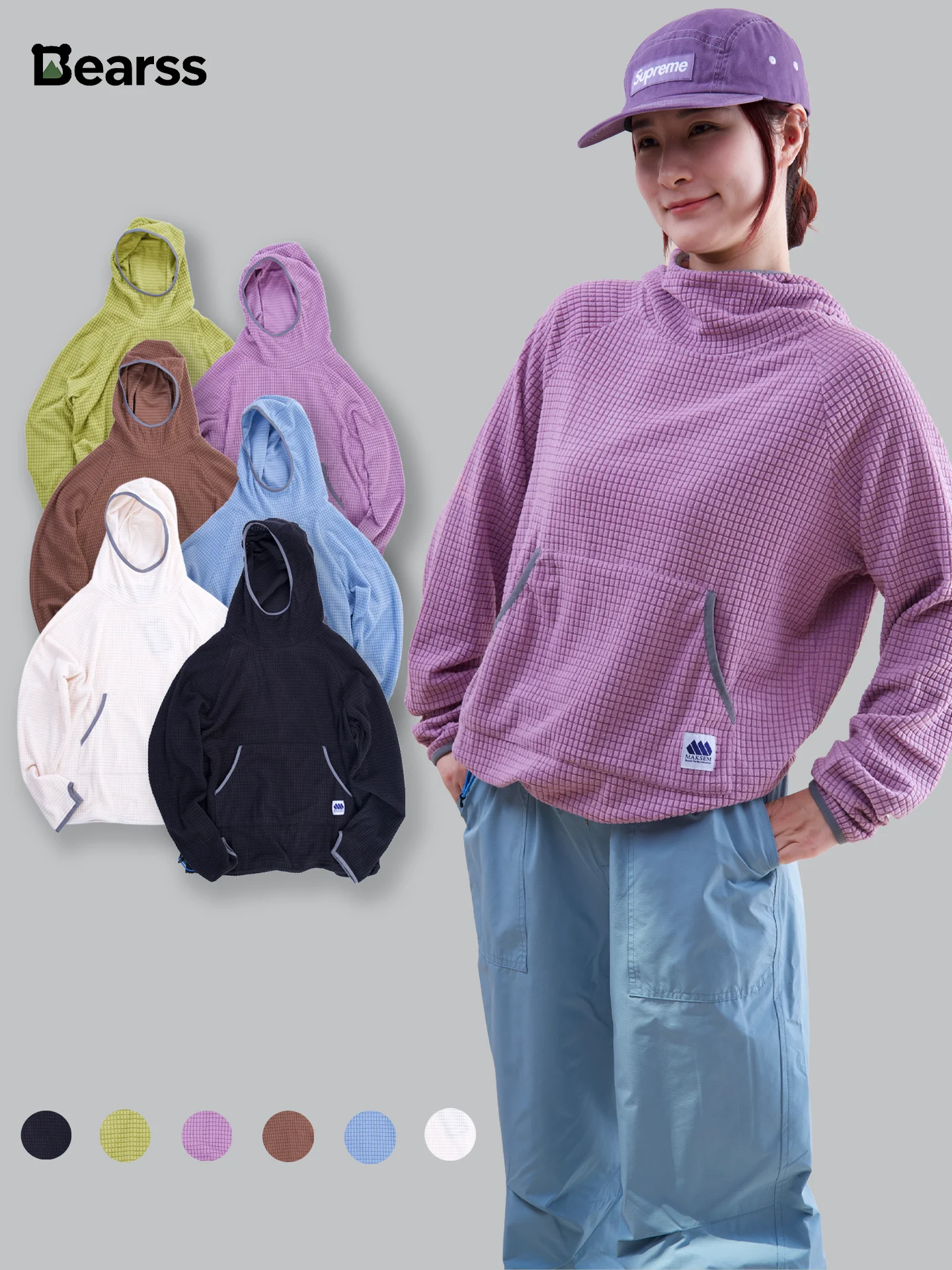 Fleece Lined Hoodie Long Sleeve Plaid Patterned Casual Loose Fit Unisex Polyester Spandex Blend Hooded Sweatshirt