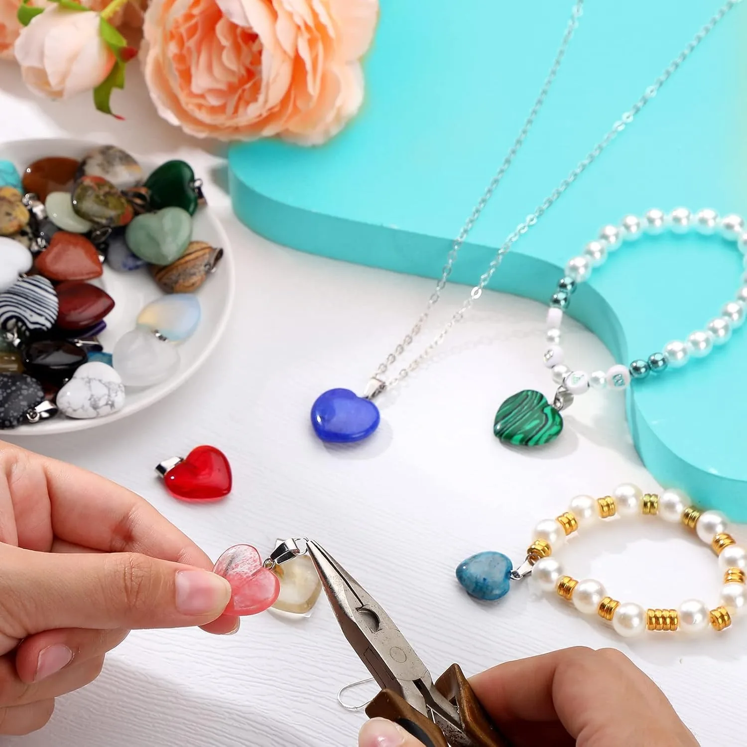 10/20/30PCS Natural Crystal Bulk Assorted Stone Pendant Charms