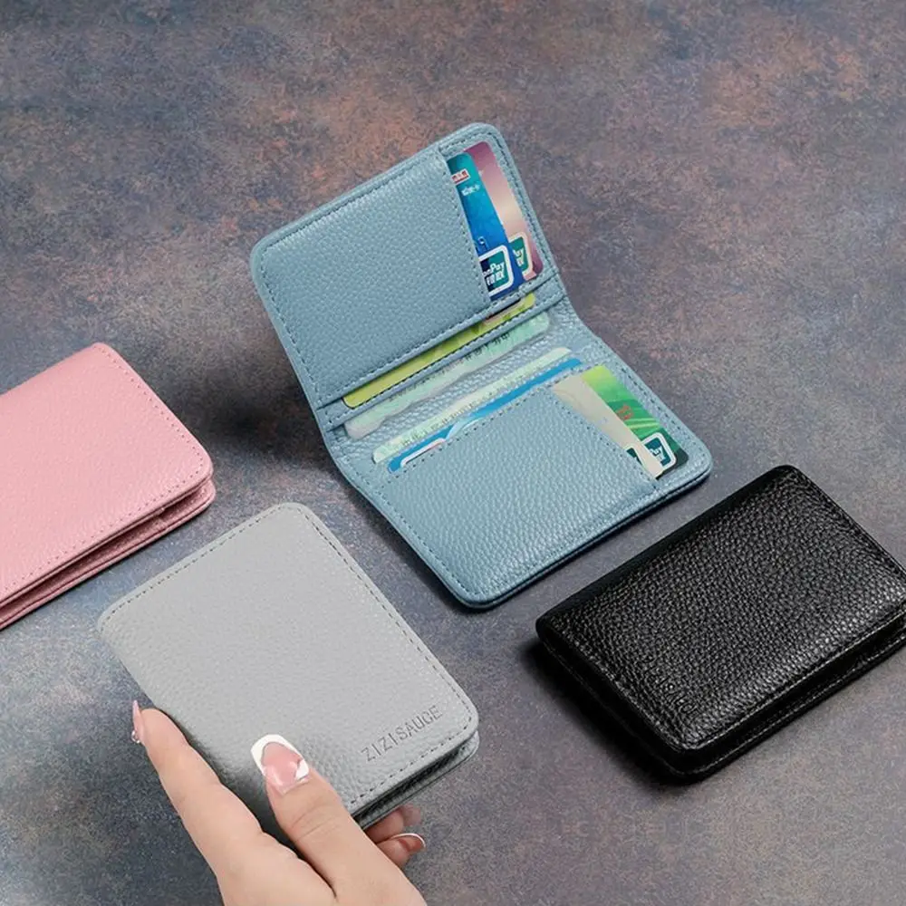 Portable Multi-card Slot Card Case Solid Color PU Leather ID package Card Holder Men Women