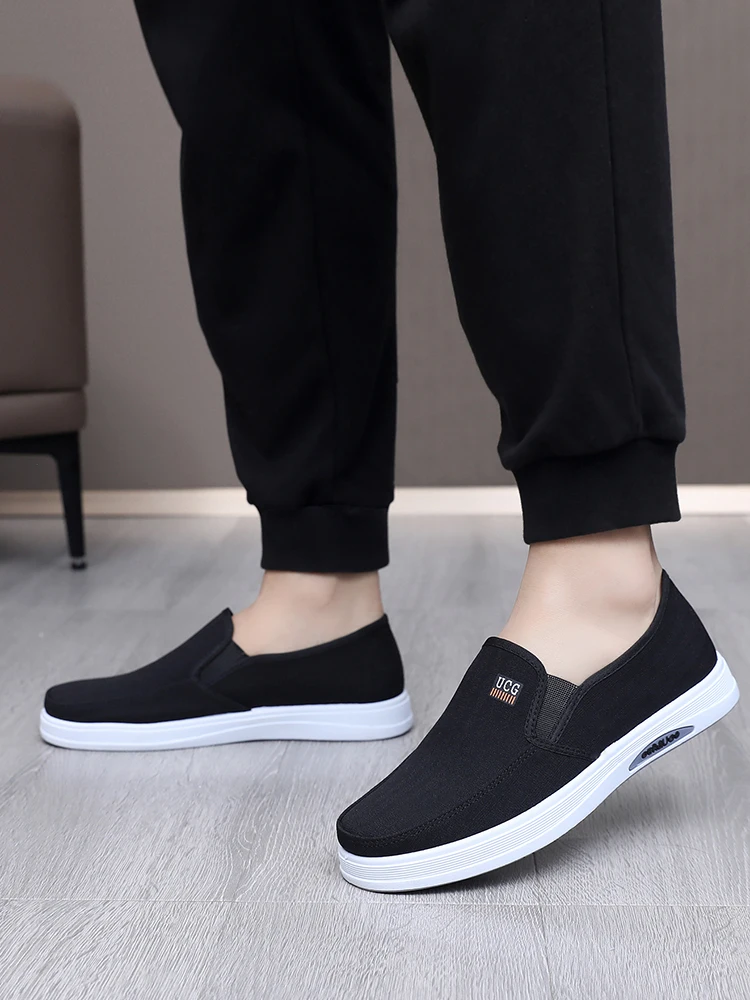 Men‘s Canvas Shoes Low Top Joker Men‘s Casual Breathable Men’s Shoes One Pedal Lazy Work Shoes