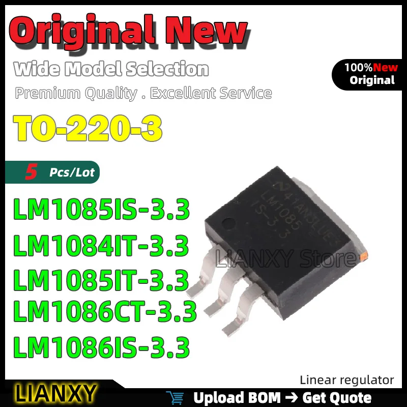 

5 шт. TO-220-3 LM1085IS-3,3 LM1084IT-3,3 LM1085IT-3,3 LM1086CT-3,3 LM1086IS-3,3 Линейный регулятор, новый оригинальный