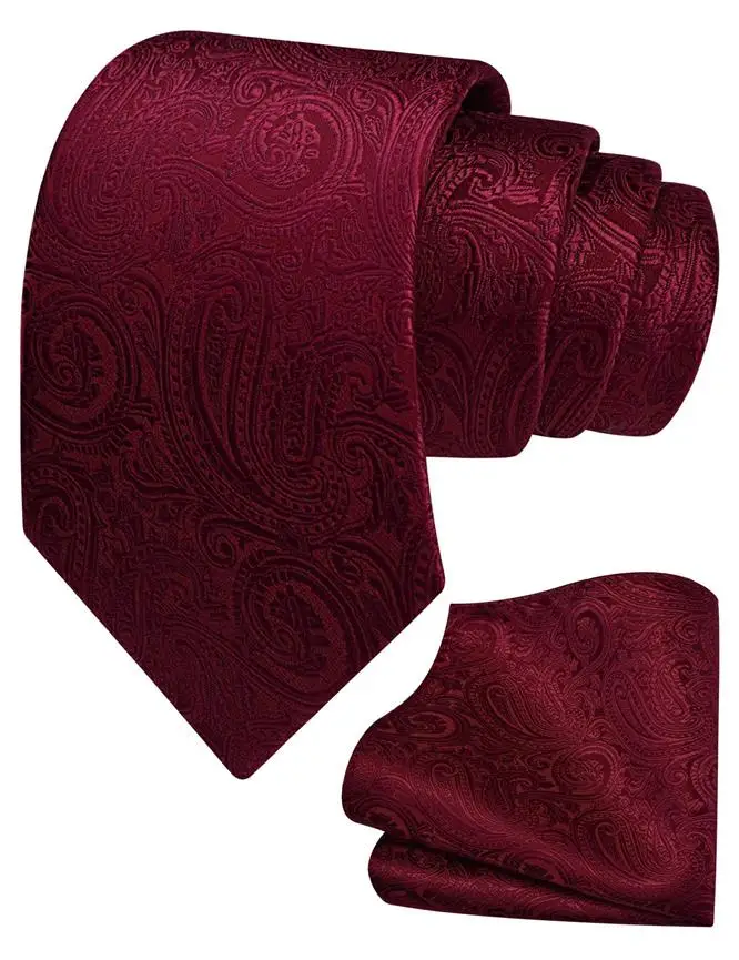 RBOCOTT ใหม่แฟชั่นผ้าไหม Paisley Tie 8Cm เนคไทพ็อกเก็ตสแควร์สีน้ำเงินสีดำ Office งานแต่งงานของขวัญ tie อุปกรณ์เสริม