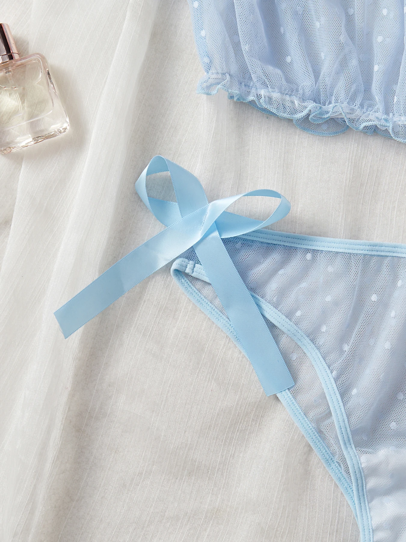 Sexy mesh lace splicing one-shoulder sexy lingerie set