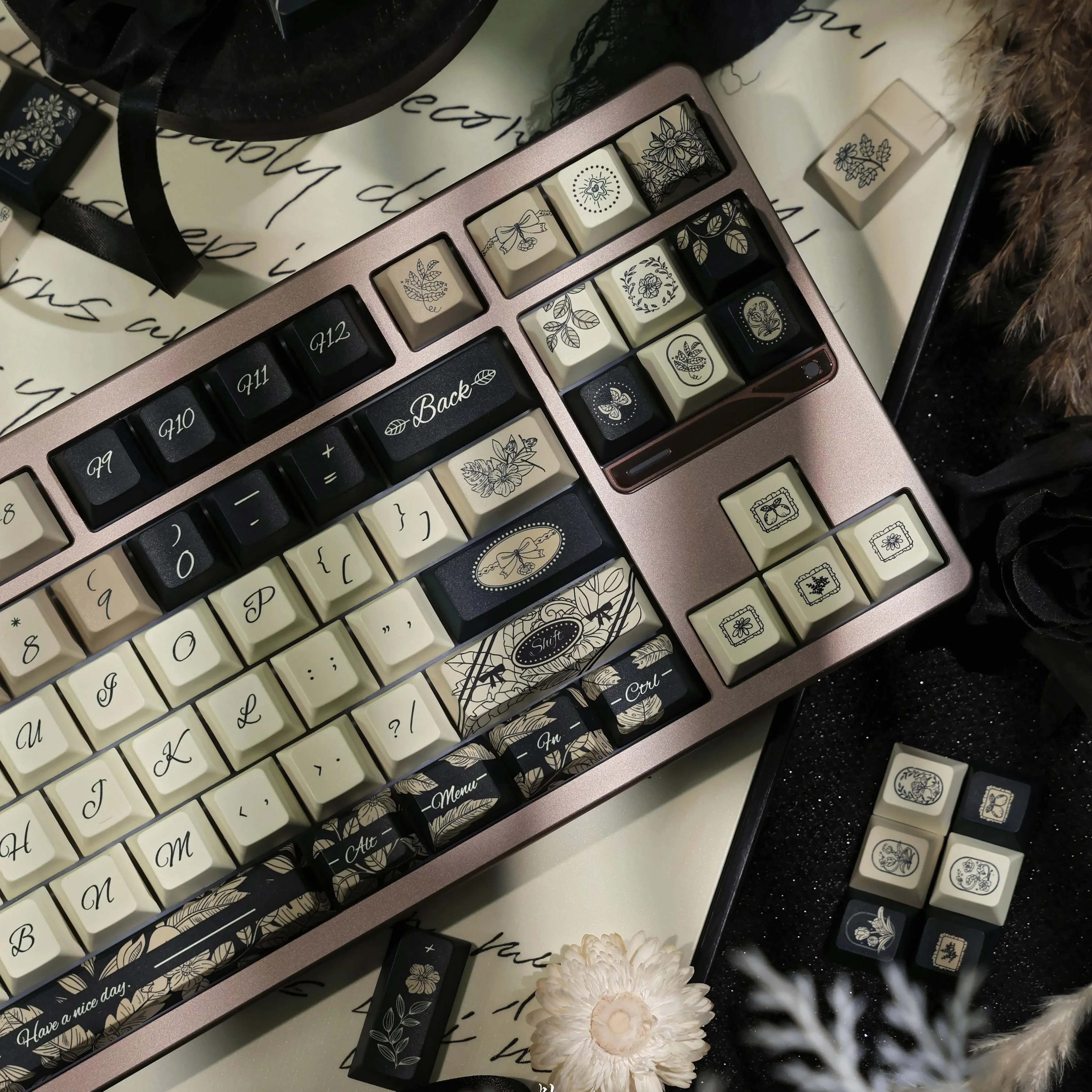 

Колпачки для клавиш Rose, оригинальная высота, PBT, пятисторонняя сублимация, индивидуальные колпачки для механической клавиатуры, колпачки для клавиш в стиле ретро