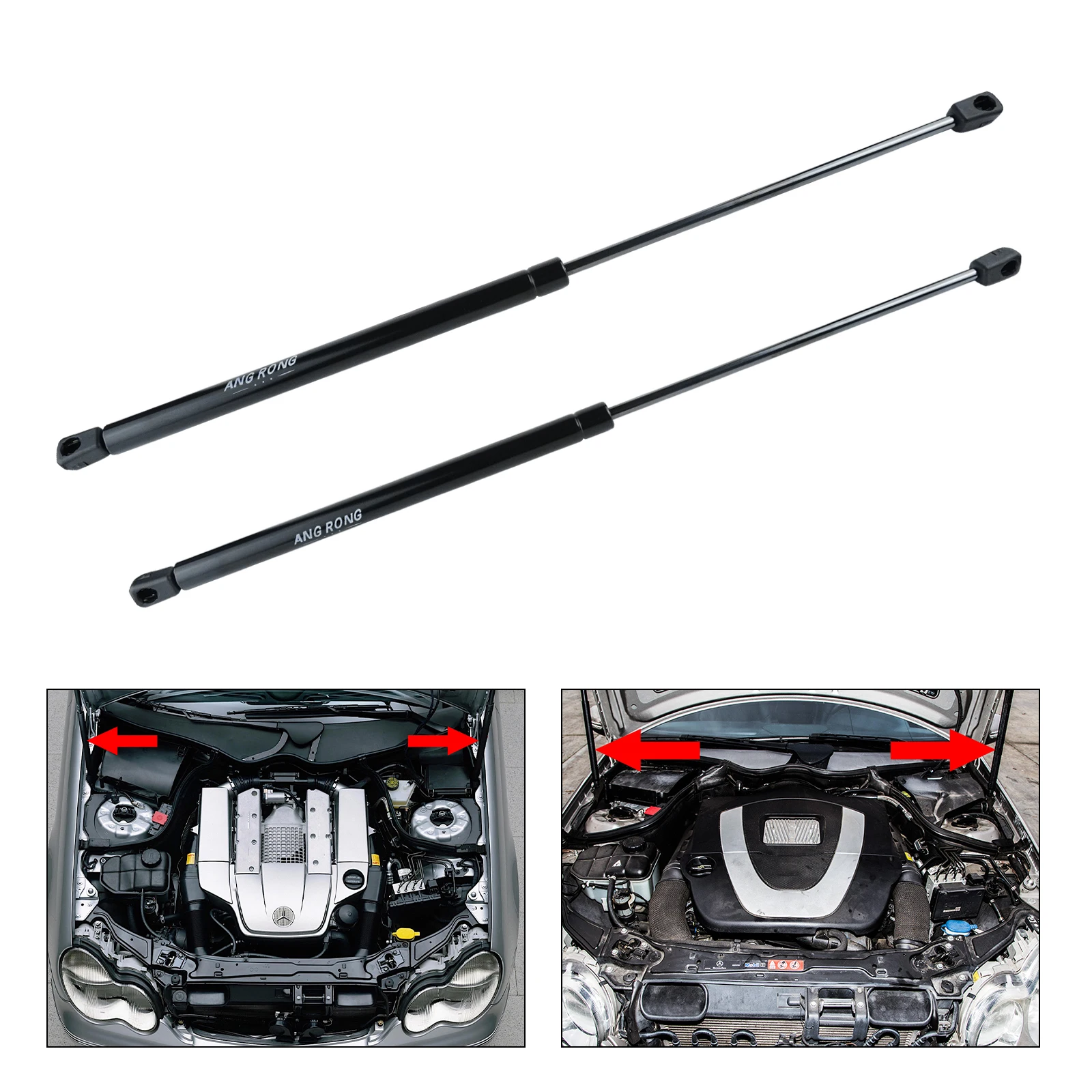 2x Front Bonnet Hood Support Gas Struts Spring For Mercedes Benz C Class W203 S203 CLK C209 A209 OE A2038800029, A2038800429